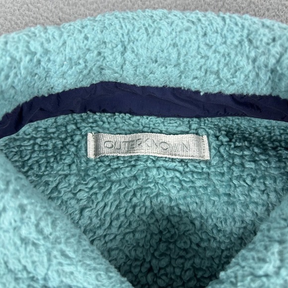 Outerknown Jacket Mens Medium Teal Sherpa Fleece Snap‎ Front Shirt Shacket Coat - Picture 2 of 7